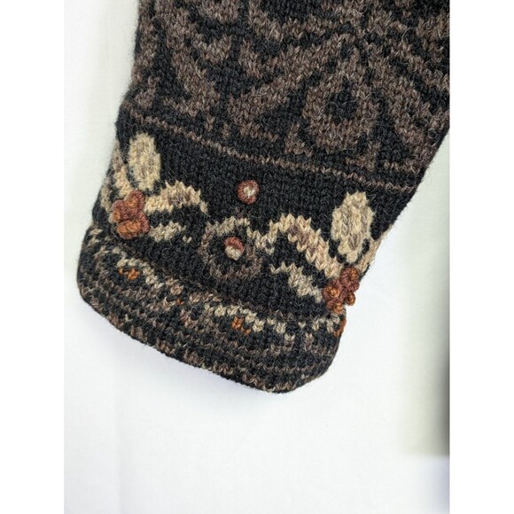 Icelandic Design Wool Cardigan Sweater Womens Large Nordic Floral 100% Wool - Picture 9 of 13